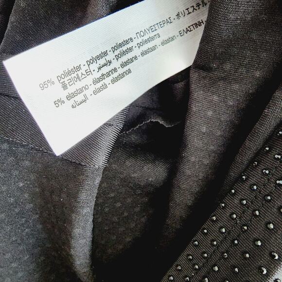 Zara Black Rhinestone Feather Mini Dress Stretch Fit Bodycon Size Small - Picture 8 of 12